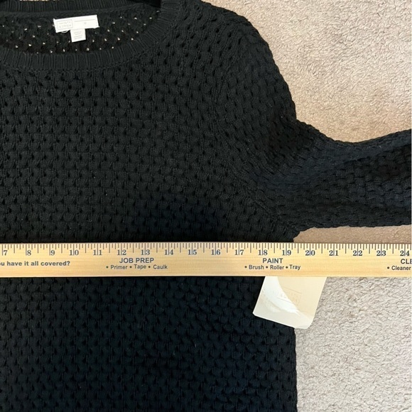 14th & Union black crochet crewneck sweater womens size medium - Picture 9 of 10